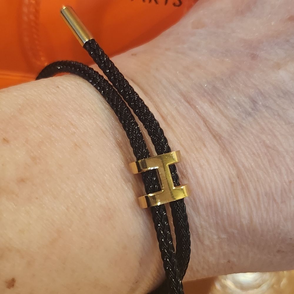 Hermes Black and Gold H Rope Bracelet - Picture 3 of 6